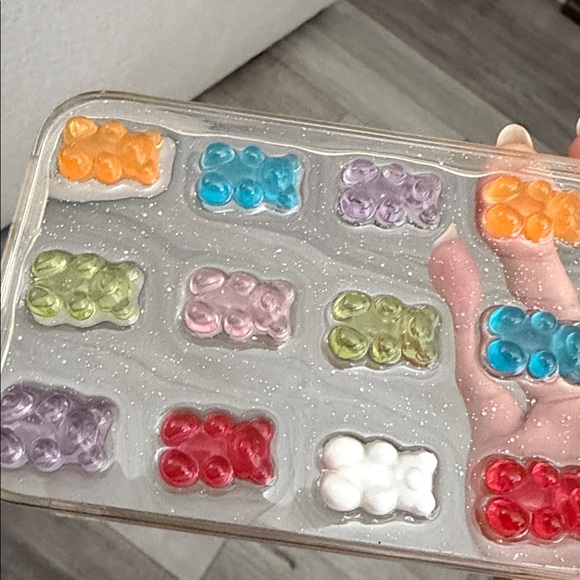 Clear Glitter Multi Colored Gummie Bear iPhone Case 15 Max Pro - Picture 5 of 7